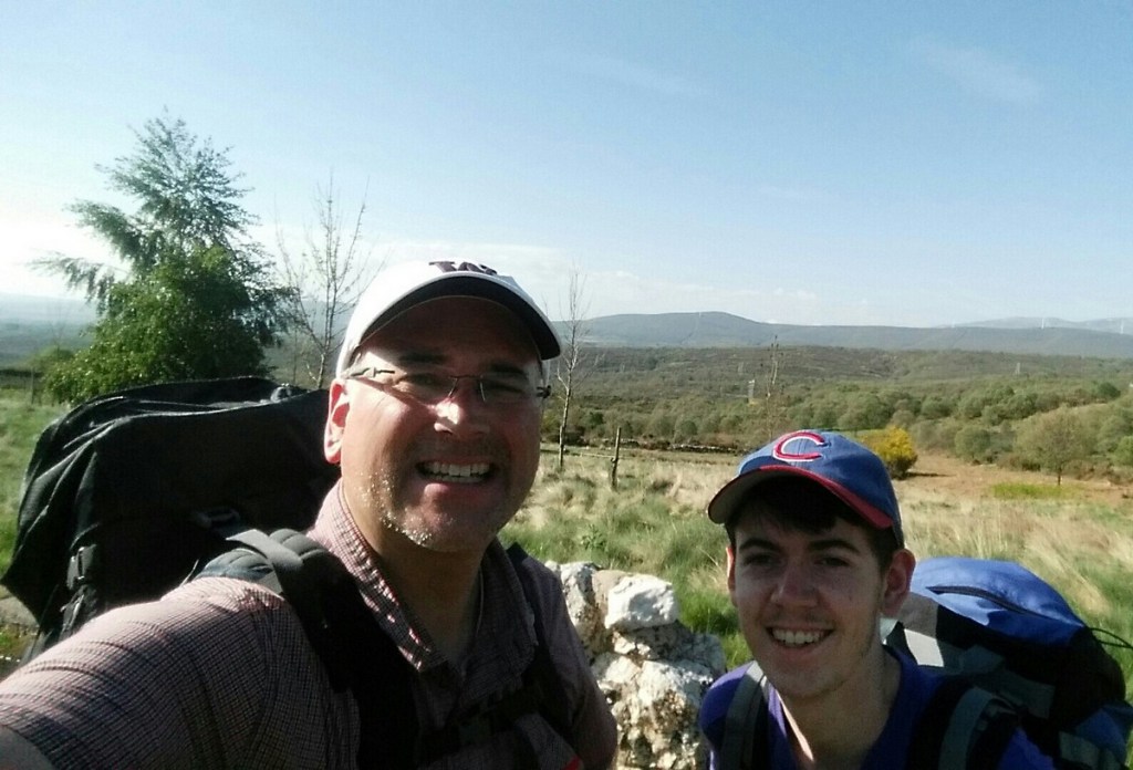 Author VM Karren on the Camino de Santiago with his son, Matthew