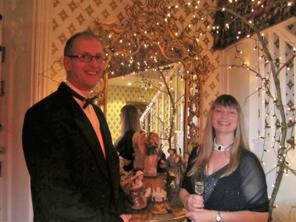 Author Jacqueline Lambert and husband Mark in evening wear