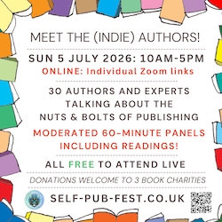 Banner for Self Pub Fest, 5th July 2026 with dates and details which appear in the blog text